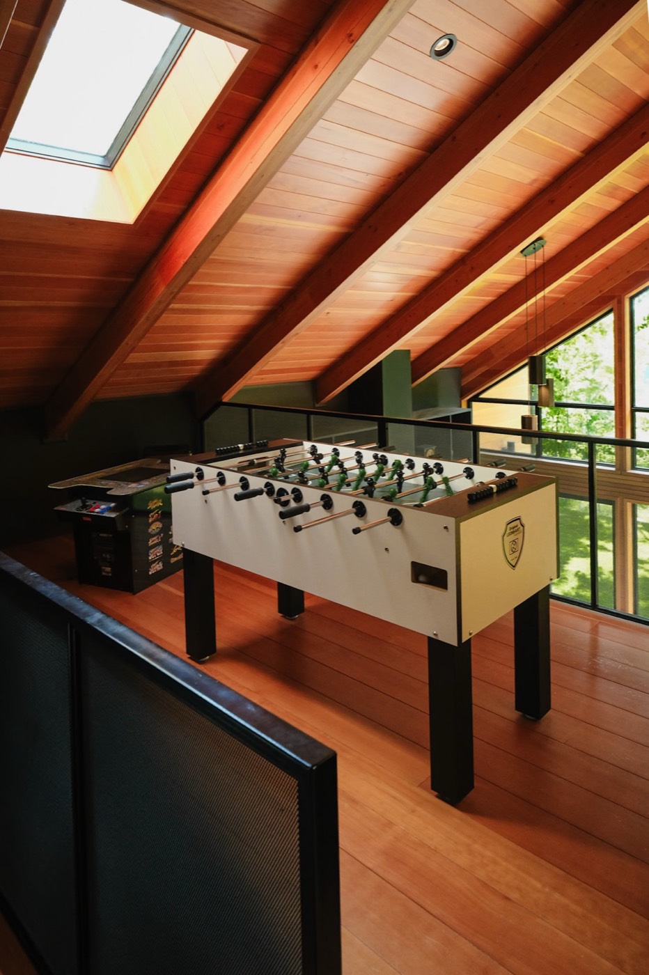 Black Oak Lodge rustic interior with douglas fir beams